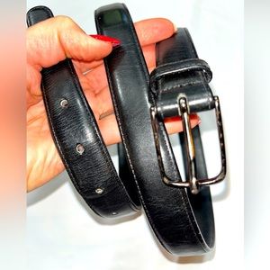 SIZE 38 BLACK Leather LEEGIN BELT 1” Brass Buckle 25403 Men Women office casual